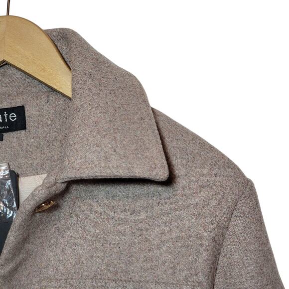 FATE Wool Jacket Shacket Beige Tan Mid Length S Fall Winter Layering Chic NWT - Picture 4 of 12